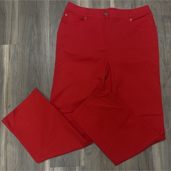 St. John Pants Womens Size 10 Rhubarb Red Straight Leg Classic Preppy‎ - Picture 1 of 9